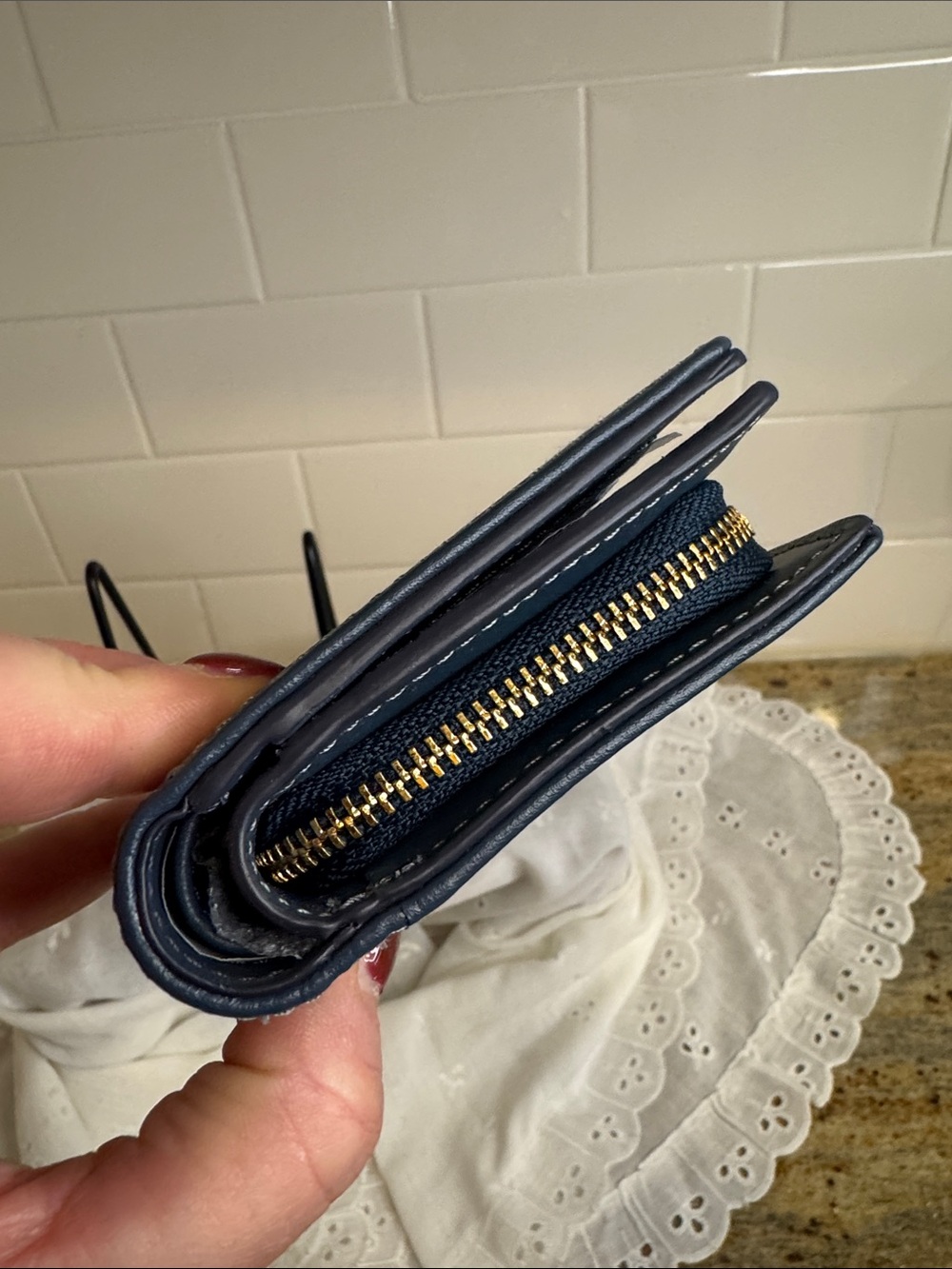 COACH Denim Signature Bifold Wallet - Light Blue with Navy Trim ! - Picture 9 of 12